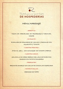 Menu maridaje III Encuentro Enológico Hospederías de Extremadura, en Hurdes