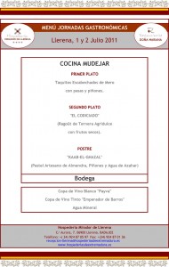 menu-cocina-mudejar Llerena, Monumento Gastronómico 2011